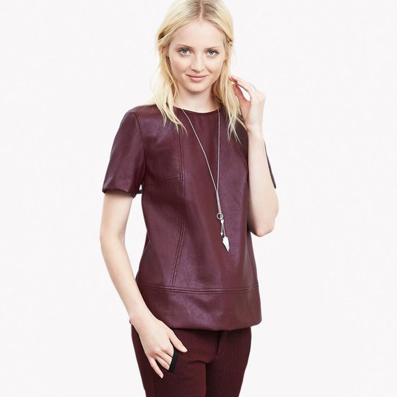 Banana Republic Tops - Banana Republic Burgundy Vegan Leather Top - XS